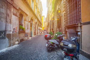 Rome, İtalya - 23.08.2018: eski Roma, sokaklarda.