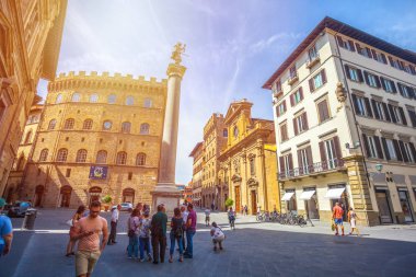 Florence, İtalya - 24.08.2018: eski Florence, sokaklarda.