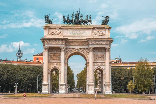 Peace Arch Gate Sempione Milan Sempione Park — Stock Photo, Image
