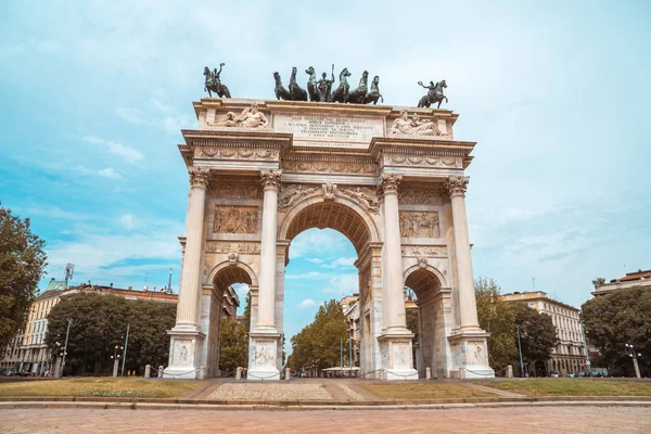 Peace Arch Gate Sempione Milan Sempione Park — Stock Photo, Image