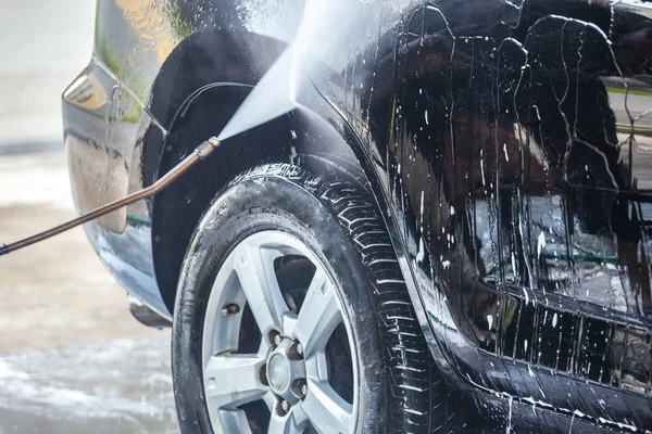 Lavado Autos Limpieza Coches Con Agua Alta Presión Espuma — Foto de Stock