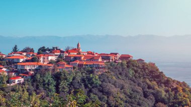 Kaheti bölge Gürcistan, sunrise Sighnaghi Signagi veya Sighnaghi şehir