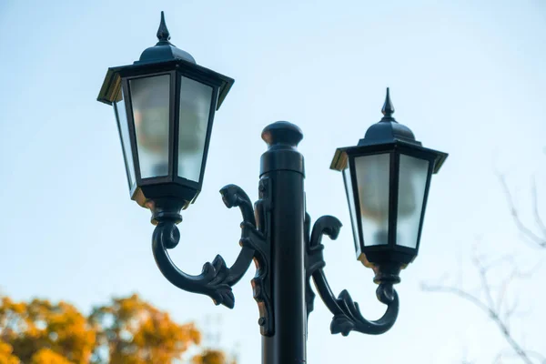 Nachtelijke Antieke Straatverlichting Oude Stijl Herfst Tijd — Stockfoto