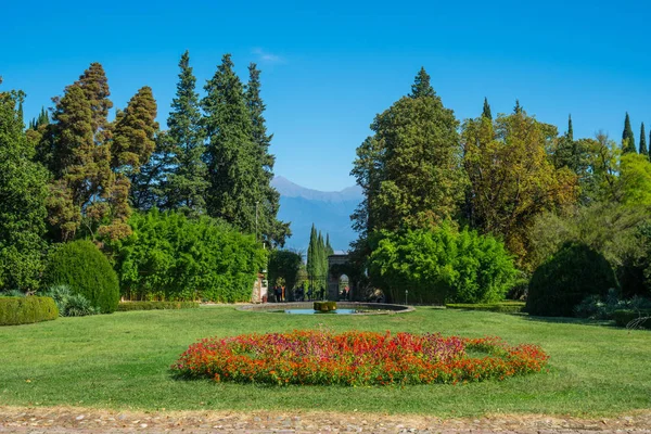 A view of the garden of the house-museum of Alexander Chavchavadze in Tsinandali, Georgia.