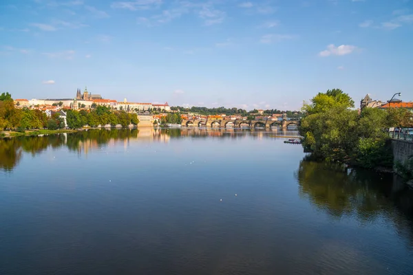 Pohled Pražský Hrad Katedrála Svatého Víta Řeky Vltavy Praha Česká — Stock fotografie