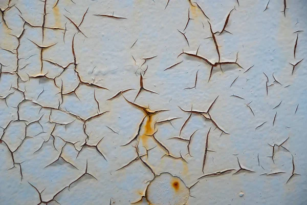 Rusty Metal Texture Background Cracked White Blue Paint — Stock Photo, Image