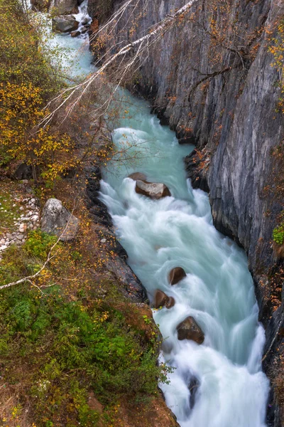 Wild River Stream Cliffs Rocks Enguri Autumn Time Mestia Svaneti Royalty Free Stock Images