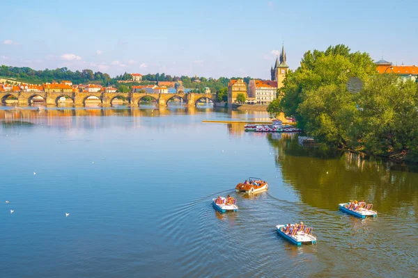 Praga República Checa 2018 Vista Río Vitava Praga Hermoso Día —  Fotos de Stock