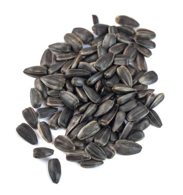 Ayçiçeği tohumu beyaz zemin üzerine izole kapatmak.