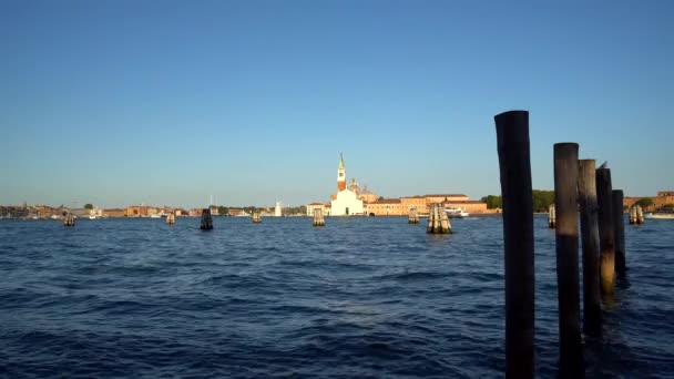 Benátky Itálie 2018 Pohled San Giorgio Maggiore Benátky Gondoly Benátky — Stock video