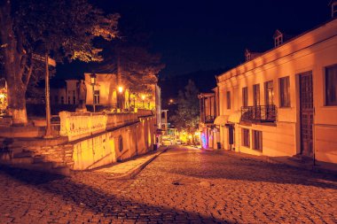 Gece, Kaheti bölge Gürcistan Sighnaghi havadan görünümü.