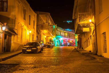 Gece, Kaheti bölge Gürcistan Sighnaghi havadan görünümü.