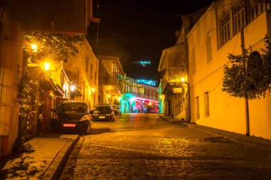 Gece, Kaheti bölge Gürcistan Sighnaghi havadan görünümü.