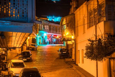 Gece, Kaheti bölge Gürcistan Sighnaghi havadan görünümü.