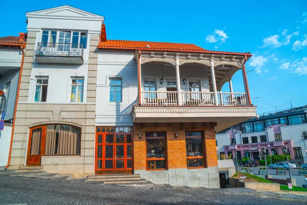 Façade Maison Traditionnelle Dans Vieille Ville Tbilissi Géorgie — Photo