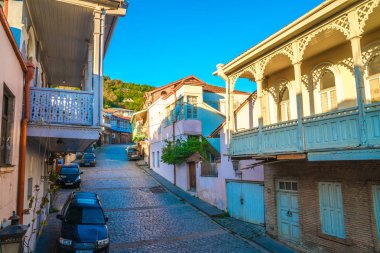 Sighnaghi, Kaheti - 30.09.2018: Ortaçağ kenti Sighnaghi sokakta ya da Signagi. Aşkın şehri olarak da bilinir.