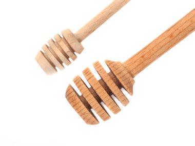 Beyaz arka plan üzerinde izole iki ahşap tatlım Ausleger.