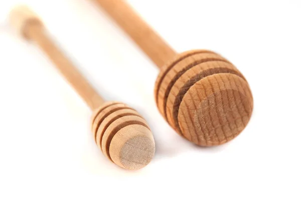 Dos Bañadores Miel Madera Aislados Sobre Fondo Blanco — Foto de Stock