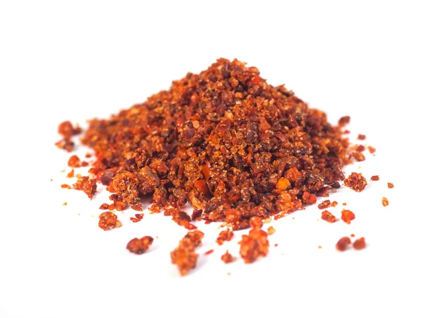 Traditionella Georgiska Salt Blandat Med Pulveriserad Paprika Isolerad Vit Bakgrund — Stockfoto