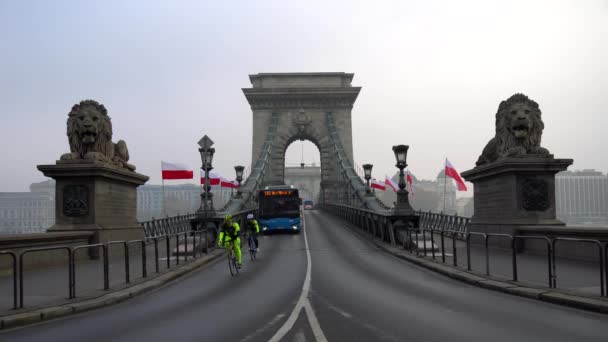 Budapest Hongrie 2018 Belle Vue Sur Pont Chaîne Sur Danube — Video