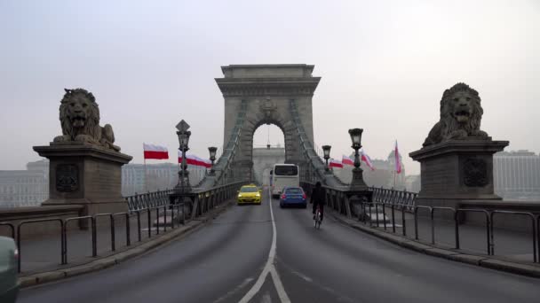 Budapešť Maďarsko 2018 Krásný Výhled Řetězový Most Přes Dunaj Budapešti — Stock video