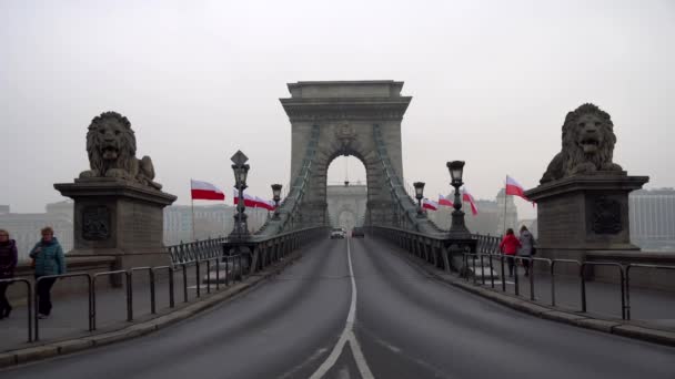 Budapest Macaristan 2018 Budapeşte Tuna Zinciri Köprüden Güzel Manzarasına — Stok video