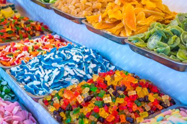 Çeşitli renkli Gummi şeker tatlı Market.