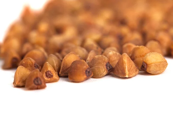 Grano Trigo Sarraceno Aislado Sobre Fondo Blanco Madera Sana — Foto de Stock