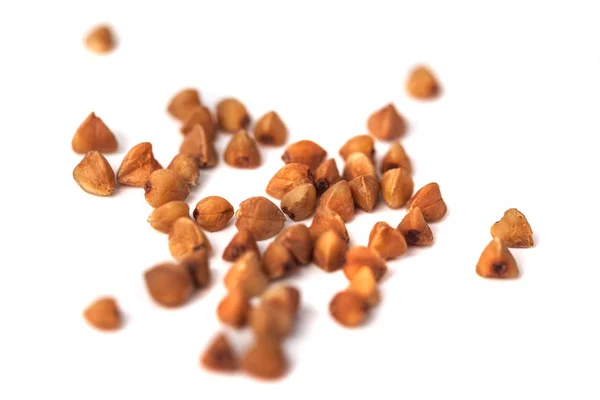 Grano Trigo Sarraceno Aislado Sobre Fondo Blanco Madera Sana — Foto de Stock