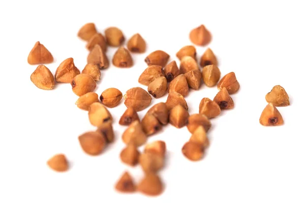 Buckwheat Grain Isolated White Background Healthy Wood — Stock Photo, Image