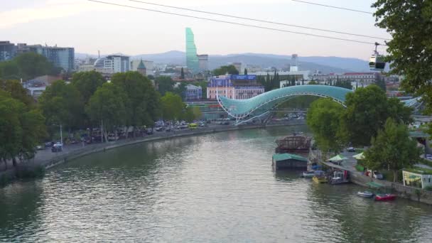 Tbilisi Georgien 2018 Flygfoto Stadsbilden Visa Kura Mtkvari Floden — Stockvideo
