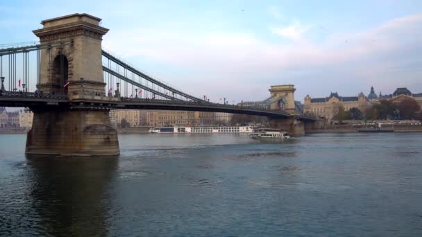 Budapest Hungary 2018 View Chain Bridge Budapest — Stock Video