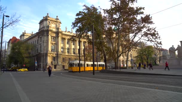 Budapeszt Węgry 2018 Tramwaj Placu Kossutha Budapeszcie — Wideo stockowe