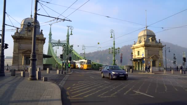 Budapeszt Węgry 2018 Widok Most Łańcucha Budapeszcie — Wideo stockowe