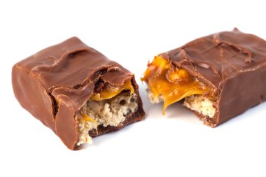 çikolata karamel üstüne beyaz izole ile.