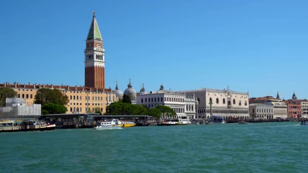 Venecia Italia 2018 Góndolas Autobuses Venecia Gran Canal Italia — Vídeos de Stock