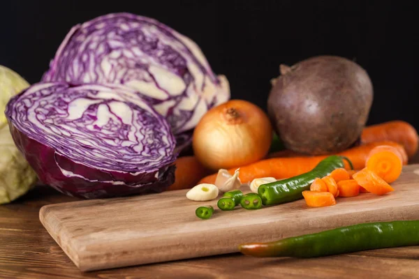 Légumes Frais Sur Une Table Bois Nourriture Saine — Photo