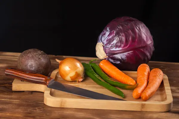 Légumes Frais Sur Une Table Bois Nourriture Saine — Photo