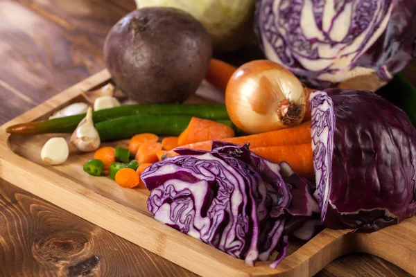 Légumes Frais Sur Une Table Bois Nourriture Saine — Photo