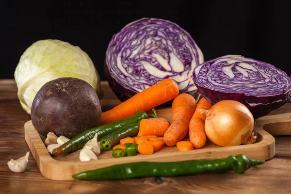 Légumes Frais Sur Une Table Bois Nourriture Saine — Photo