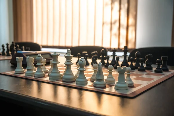 chess pieces on the table before the tournament.