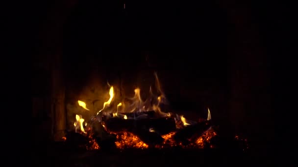 Oheň Hoří Cihlový Krb Teple Pomalý Pohyb — Stock video