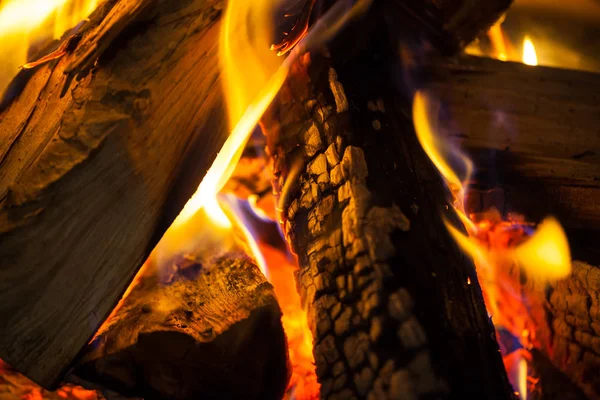 Wood burning in a cozy fireplace at home, keep warm.