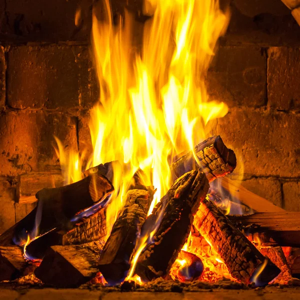 Спалювання Деревини Затишному Каміні Домашніх Умовах Зберігайте Тепло — стокове фото