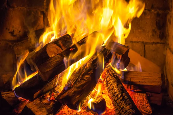 Спалювання Деревини Затишному Каміні Домашніх Умовах Зберігайте Тепло — стокове фото
