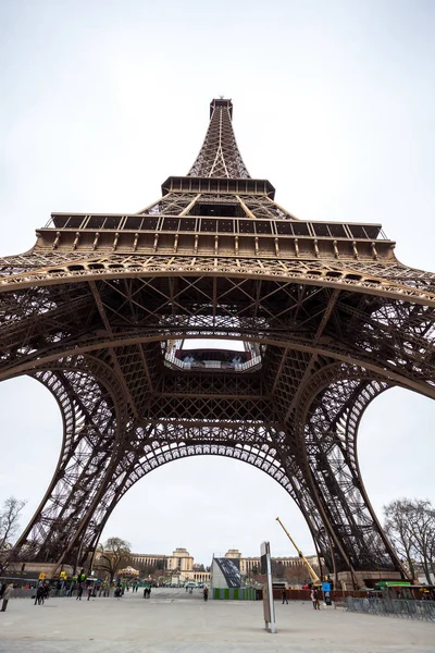 Eiffel Torony Párizsban Lövés Ellen Égen — Stock Fotó