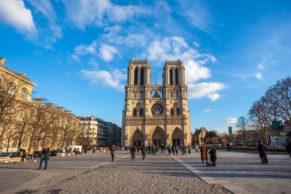 Paris Francja 2019 Piękny Widok Notre Dame Paris Średniowieczny Kościół — Zdjęcie stockowe