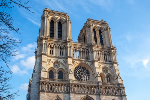 Façade Notre Dame Paris Cathédrale Médiévale Paris France — Photo