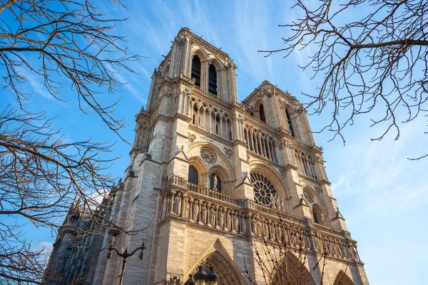 Průčelí Katedrály Notre Dame Paris Středověké Katedrály Kostel Paříži Francie — Stock fotografie