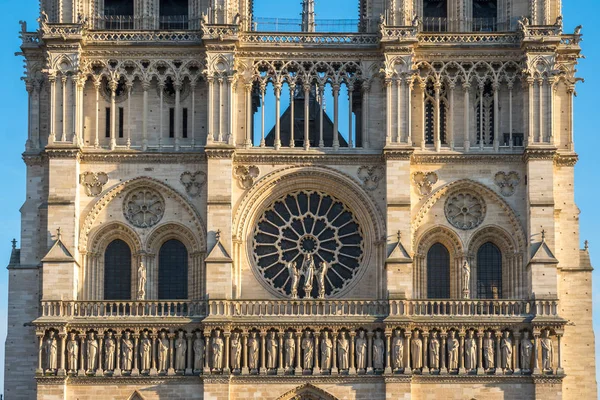 Фасад Парижской Нотр Дам Средневековый Собор Церковь Париже Франция — стоковое фото